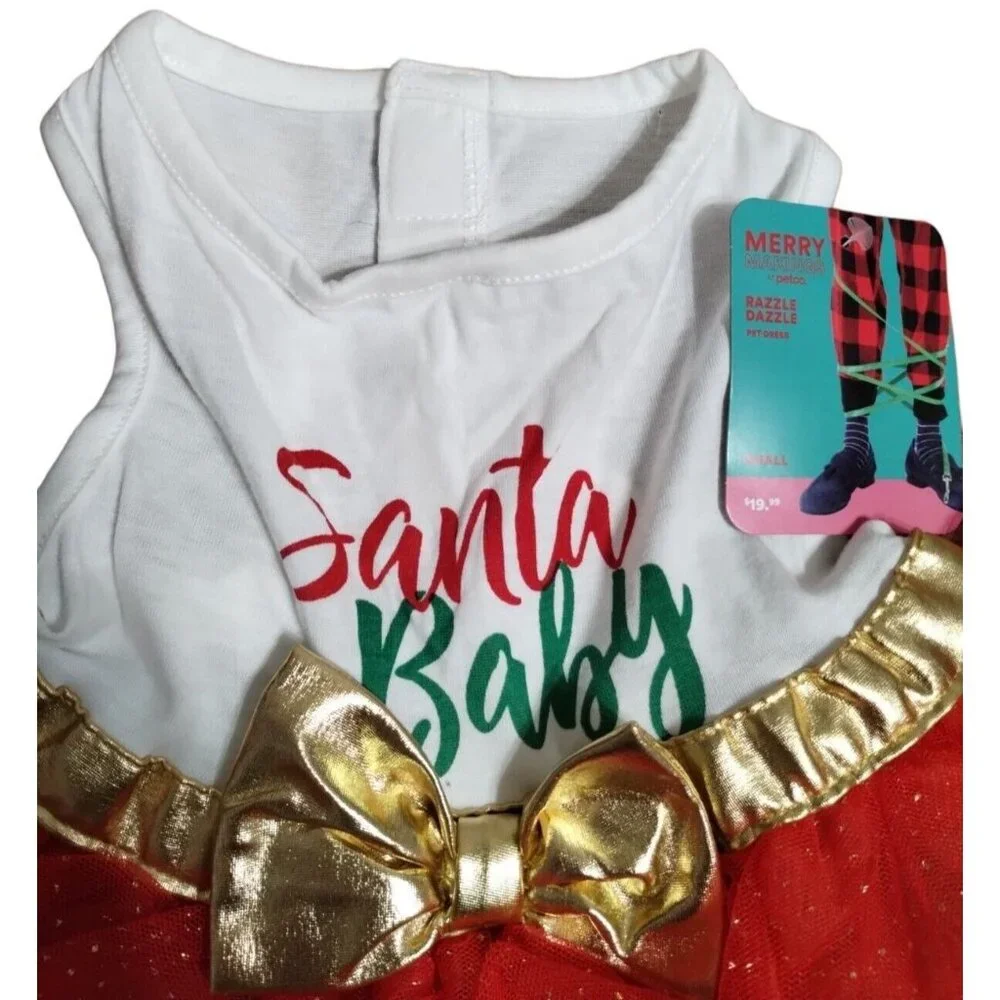 Merry Makings Santa Baby Razzle Dazzle Pet Dress Dog Cat Size Small New Holiday